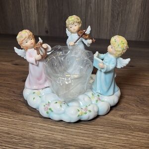 Vintage westland giftware porcelain instrumental angel votive candle holder